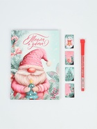 Подарочный набор новогодний в портфеле «Волшебного нового года», ежедневник А5, магнитные закладки и ручка - фото 59848101