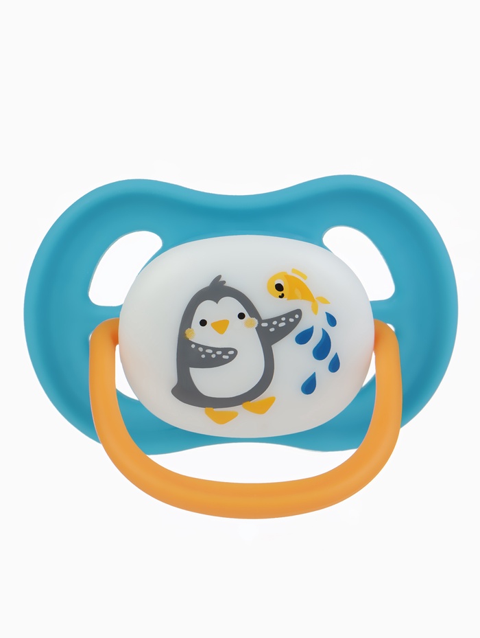 Соска - пустышка ортодонтическая «Пингвин», +6 мес., голубая - Фото 1
