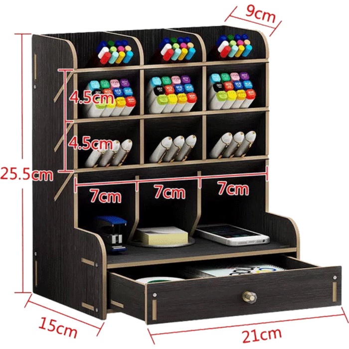 УЦЕНКА Органайзер-подставка настольный МДФ deVENTE. Academy 21×15×25.5 см, черный, кар.кор - Фото 1