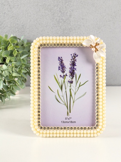 Фоторамка для фото 13×18 см «Белый жемчуг с орхидеей», пластик, закругленные углы