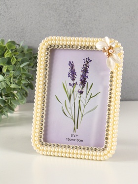 Фоторамка для фото 13×18 см «Белый жемчуг с орхидеей», пластик, закругленные углы