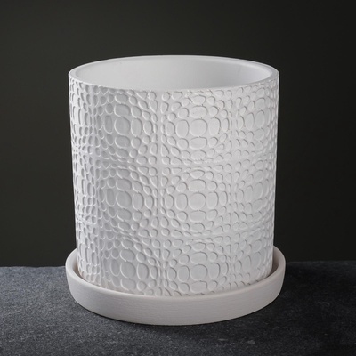 УЦЕНКА Горшок цветочный «Иллюзия» белый цилиндр №2, 2 л