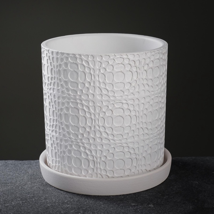 УЦЕНКА Горшок цветочный «Иллюзия» белый цилиндр №2, 2 л - Фото 1