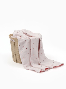 Покрывало Крошка Я «Спелая вишенка» 100×130 см, муслин, 4 слоя, хлопок 100%