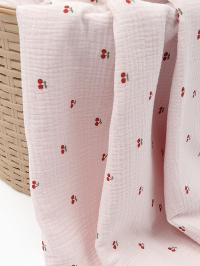 Покрывало Крошка Я «Спелая вишенка» 100×130 см, муслин, 4 слоя, хлопок 100%