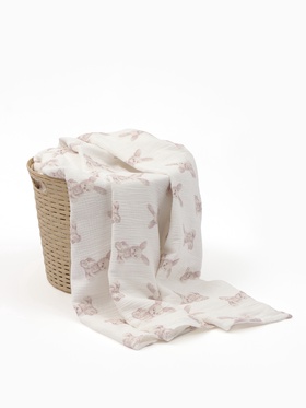 Покрывало Крошка Я «Зайка» 100×130 см, муслин, 4 слоя, хлопок 100%