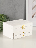 Шкатулка для украшений Miguel, 3 яруса, белая, 23×17.5×13.5 см - Фото 1