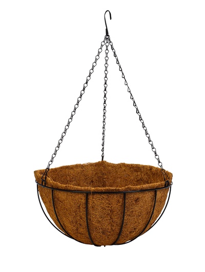 Кашпо подвесное «Полусфера», d=35 см, h=58 см, металлическое, со вставкой из кокоса, Greengo