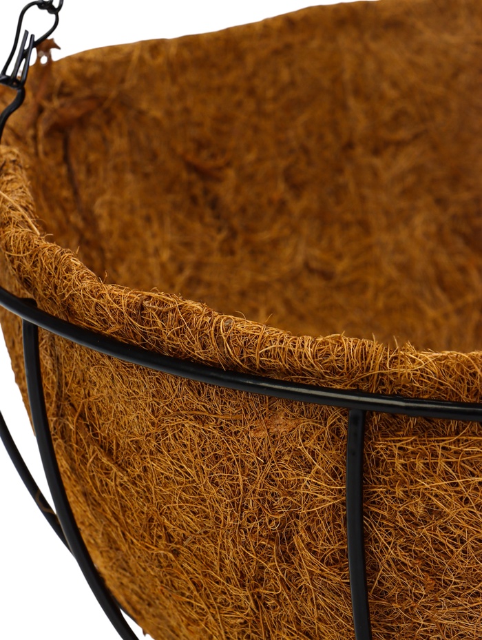 Кашпо подвесное «Полусфера», d=35 см, h=58 см, металлическое, со вставкой из кокоса