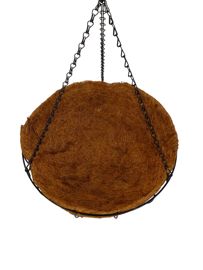 Кашпо подвесное «Полусфера», d=35 см, h=58 см, металлическое, со вставкой из кокоса