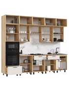 Кухонный гарнитур трёхуровневый в потолок «Бьянка», 3000 мм, цвет кашемир/дуб крафт/дуб вотан 10933669