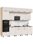 Кухонный гарнитур трёхуровневый в потолок «Бьянка», 3000 мм, цвет кашемир/дуб крафт/дуб вотан 10933669