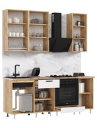 Кухонный гарнитур прямой «Рио» New №2, 2000 мм, цвет белый глянец/дуб крафт/дуб вотан 10933674