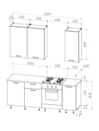 Кухонный гарнитур прямой «Рио» New №2, 2000 мм, цвет белый глянец/дуб крафт/дуб вотан 10933674