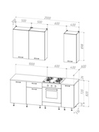 Кухонный гарнитур прямой «Рио» New №2, 2000 мм, цвет бетон светлый/бетон тёмный/дуб крафт/дуб вотан 10933675