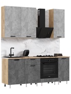 Кухонный гарнитур прямой «Рио» New №2, 2000 мм, цвет бетон светлый/бетон тёмный/дуб крафт/дуб вотан 10933675