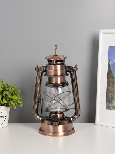 Ночник декоративный RISALUX «Фонарь», LED, аккумулятор 5800 mAh, 3.7V, регулятор яркости, 11.5×16×24 см, бронза