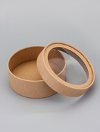 Коробка круглая подарочная, завальцованная с окном, крафт, 15×6 см - Фото 4