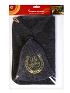 Набор для бани и сауны «На удачу», шерсть 50%, полиэфир 50%, 2 предмета: шапка, коврик - Фото 15