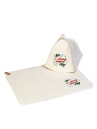 Набор для бани и сауны «С лёгким паром!», шерсть 50%, полиэфир 50%, 2 предмета: шапка, коврик - фото 809306422