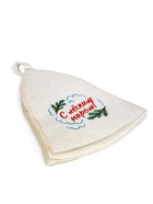 Набор для бани и сауны «С лёгким паром!», шерсть 50%, полиэфир 50%, 2 предмета: шапка, коврик - фото 809306432