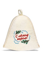 Набор для бани и сауны «С лёгким паром!», шерсть 50%, полиэфир 50%, 2 предмета: шапка, коврик - фото 809306428