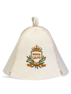 Шапка для бани и сауны «Жена царя», шерсть 50%, полиэфир 50%, белая - фото 59848292