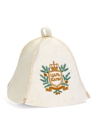 Шапка для бани и сауны «Царь бани», шерсть 50%, полиэфир 50%, белая - фото 809306440