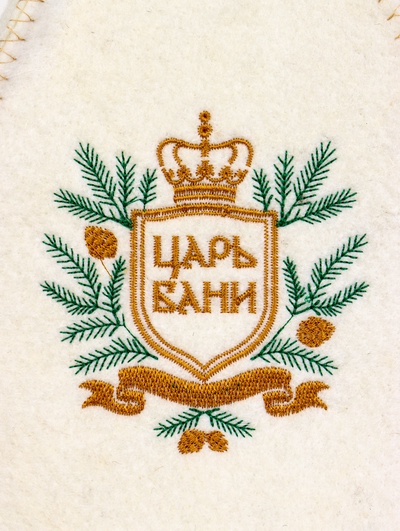 Шапка для бани и сауны «Царь бани», шерсть, полиэфир, белая