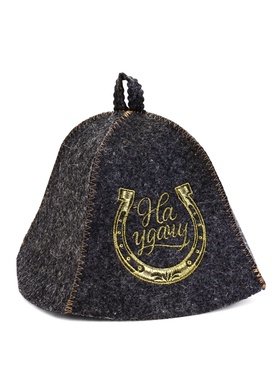 Шапка для бани и сауны «На удачу», шерсть 50%, полиэфир 50%, серая