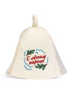 Шапка для бани и сауны «С лёгким паром!», шерсть 50%, полиэфир 50%, белая - фото 59848316