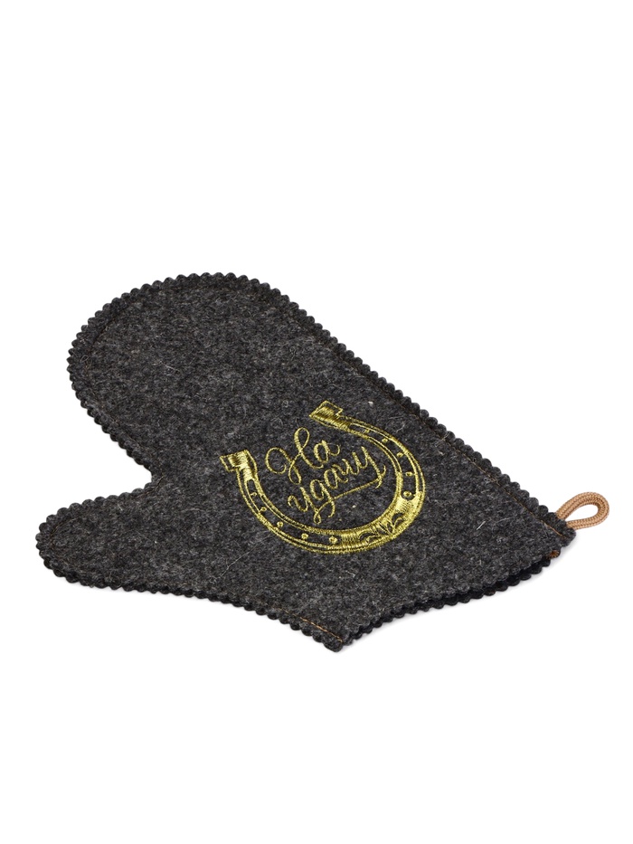 Рукавица для бани и сауны «На удачу», шерсть 50%, полиэфир 50%, тёмная