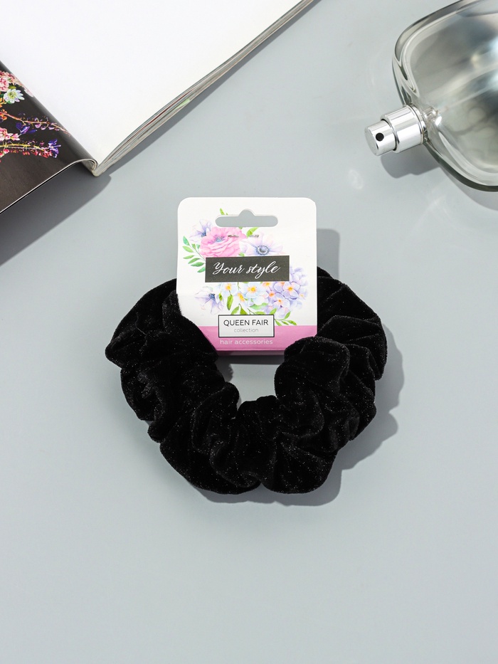 Резинка для волос «Орбита», джемма бархат, 10 см, чёрная - Фото 1