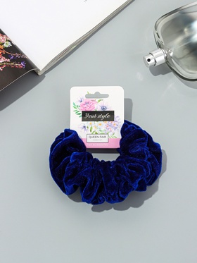 Резинка для волос «Орбита», джемма бархат, 10 см, синяя (комплект 2 шт)