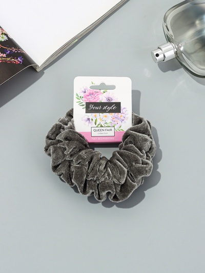 Резинка для волос QF «Орбита», джемма бархат, 10 см, серая