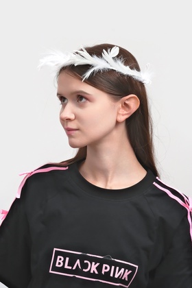 Венок на голову из перьев, белый (комплект 2 шт)