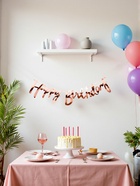 Гирлянда "Happy Birthday" надпись, розовое золото (комплект 2 шт) - фото 60979305