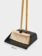 Щётка с совком Meli, бамбуковый держатель, 26×24×98 см, чёрная - Фото 3