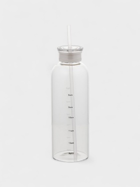 Бутылка для воды с трубочкой и шкалой времени, 750 мл, 7,5х23 см