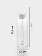 Бутылка для воды, 790 мл, 7.5×23 см, с трубочкой и шкалой времени, стекло, прозрачная - Фото 2