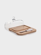 Маслёнка, 19×18×9.5 см, с ножом, на бамбуковой подставке, стекло, прозрачная 10910747