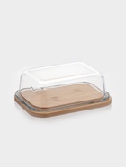 Маслёнка, 17.4×13×6.5 см, с бамбуковой крышкой-подставкой и ножом, стекло, прозрачная 10910749