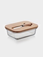 Маслёнка, 17.4×13×6.5 см, с бамбуковой крышкой-подставкой и ножом, стекло, прозрачная 10910749