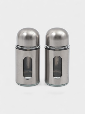 Набор для специй «Патрон», перечница и солонка 90 мл, с металлической крышкой, стекло 10912359