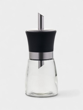 Сахарница, 200 мл, 6.5×16.5 см, с дозатором, стекло, прозрачная, чёрная 10912361