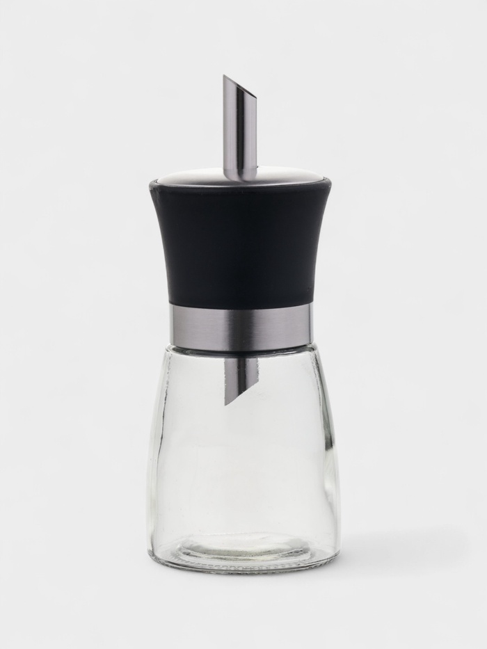 Сахарница, 200 мл, 6.5×16.5 см, с дозатором, стекло, прозрачная, чёрная - фото 59848506