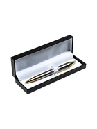 УЦЕНКА Ручка подарочная шариковая в кожзам футляре автоматическая Модерн корпус серебро с золотым 13 - Фото 3