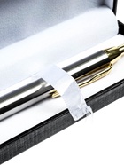 УЦЕНКА Ручка подарочная шариковая в кожзам футляре автоматическая Модерн корпус серебро с золотым 13 - Фото 4