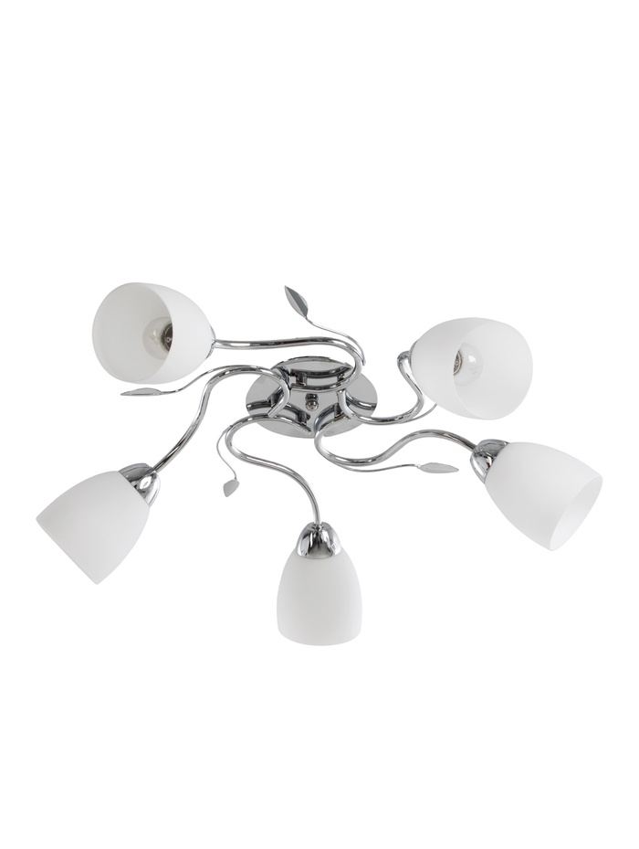 Люстра 11175/5CR, 5×60 Вт, E27, 64×64×22 см, белый/серебро - Фото 1