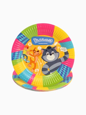 Тарелка одноразовая бумажная «Простоквашино» 18 см, набор 10 шт., Союзмультфильм